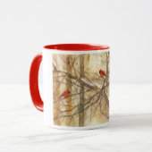 Winter Watercolor Cardinals マグカップ (正面左)