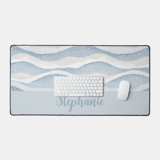 Winter Watercolor Snowfall Wave Personalized デスクマット (キーボード&マウス)
