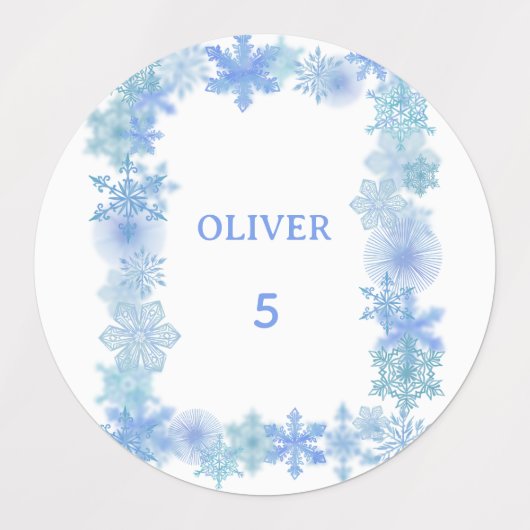 Winter Waterproof Labels Minimalist Snowflake Name ラベル (デザイン1)