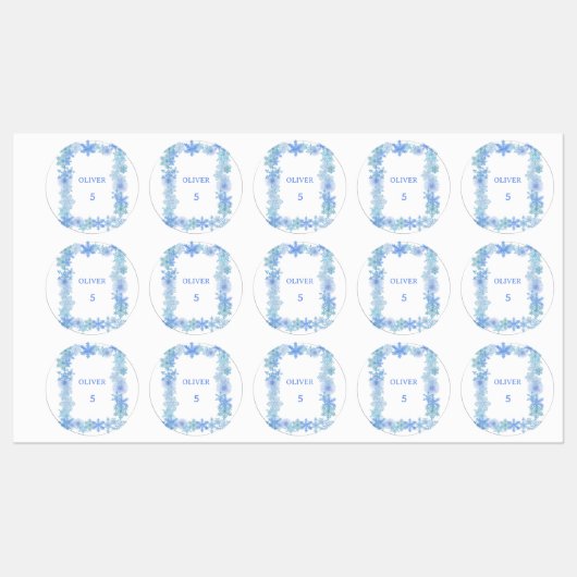 Winter Waterproof Labels Minimalist Snowflake Name ラベル (シート)