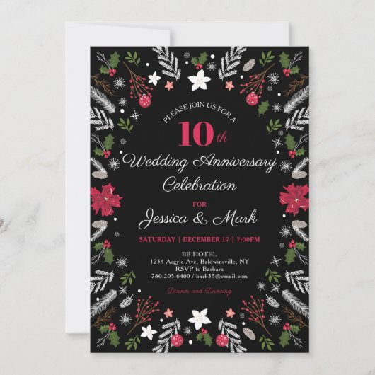 Winter Wedding Anniversary Party Einladungskarten 招待状 (正面)