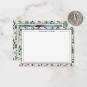 Winter Wedding Berries Sage Photo Thank You Card ノートカード (正面/裏面インサイチュ)