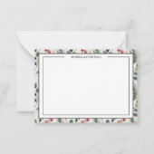 Winter Wedding Berries Sage Photo Thank You Card ノートカード (正面)