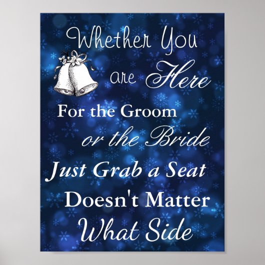 Winter Wedding Blue & White Seating Poster ポスター (正面)
