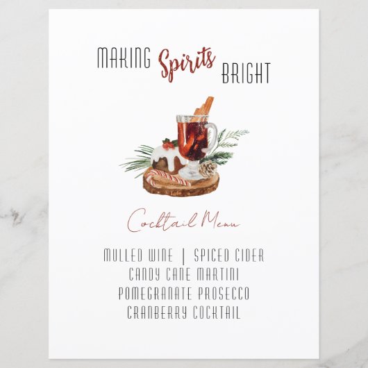 Winter Wedding Cocktail Bar Menu Party Sign (正面)