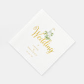 Winter Wedding Elegant Gold Script Mistletoe スタンダードランチョンナプキン (角)