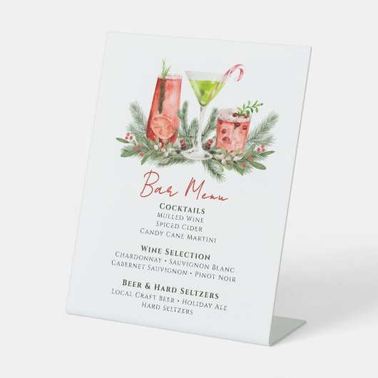 Winter Wedding Festive Drinks Holiday Bar Menu 台座サイン (正面)
