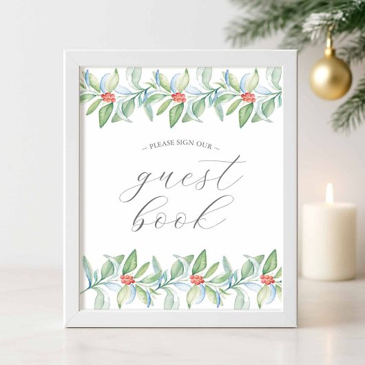 Winter Wedding Guest Book Sign ポスター