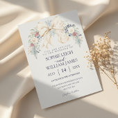 Winter Wedding Invitation with Cream Bow and Flora 招待状