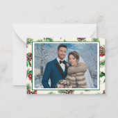 Winter Wedding Pine Cones Photo Thank You Card ノートカード (裏面)
