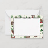 Winter Wedding Pine Cones Photo Thank You Card ノートカード (正面)