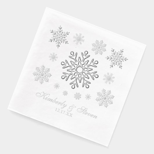 Winter Wedding Silver Foil Snowflake Napkins 箔ナプキン (左)