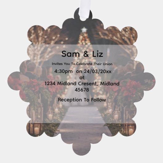 Winter Wedding Snowflake Decorative Invitation オーナメントカード (正面)