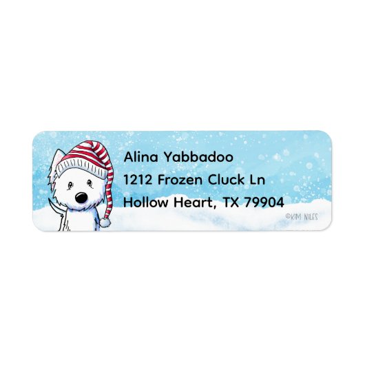 Winter Westie Christmas Address Labels ラベル (正面)