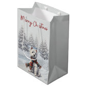 Winter Westie Merry Christmas Gift Bag ミディアムペーパーバッグ (正面アングル)