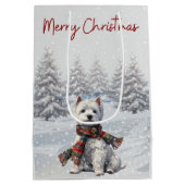 Winter Westie Merry Christmas Gift Bag ミディアムペーパーバッグ (裏面)