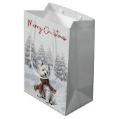 Winter Westie Merry Christmas Gift Bag ミディアムペーパーバッグ (裏面アングル)