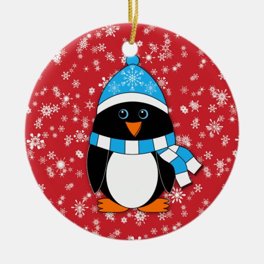 Winter Whimsy Penguin セラミックオーナメント (正面)