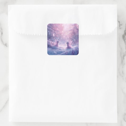 Winter Whispers and Fairy Light スクエアシール (バッグ)