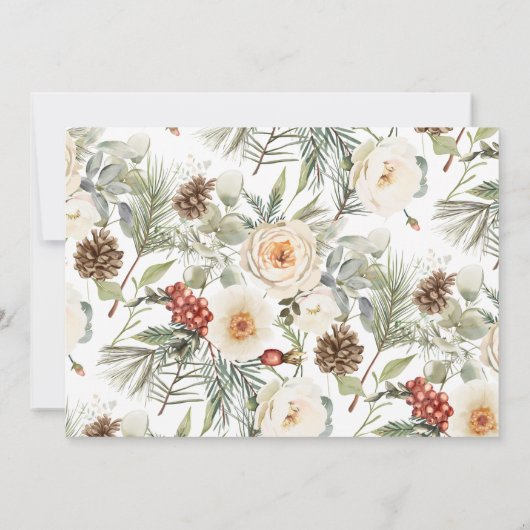 Winter White Floral Bridal Shower 招待状 (裏面)