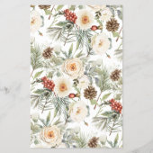 Winter White Floral Bridal Shower Bingo Game Card チラシ (裏面)