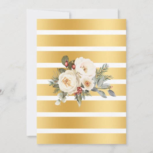 Winter White Floral Bubbles & Brews Coffee Shower 招待状 (裏面)