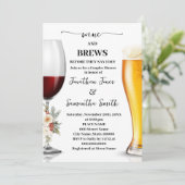 Winter White Floral Wine and Brews Couples Shower 招待状 (スタンド正面)