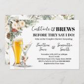 Winter White Flowers Cocktails & Brews Shower 招待状 (正面/裏面)