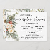 Winter White Flowers Couples Shower 招待状 (正面/裏面)