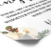 Winter White Flowers Ring Hunt Shower Game Sign ポスター (角)