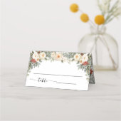 Winter White Flowers Wedding Seating Folded プレイスカード (正面)