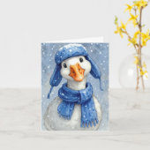 Winter White Goose With Blue Scarf カード (黄色い花)