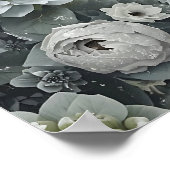 Winter White Hydrangea Floral Art Centerpiece ポスター (角)