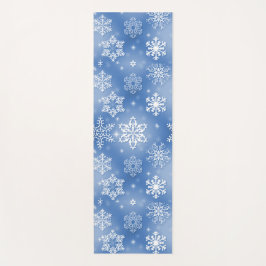 Winter White Snowflakes On Icy Blue ヨガマット