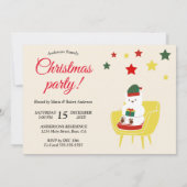 Winter White Teddy Bear Cute Christmas Party 招待状 (裏面)
