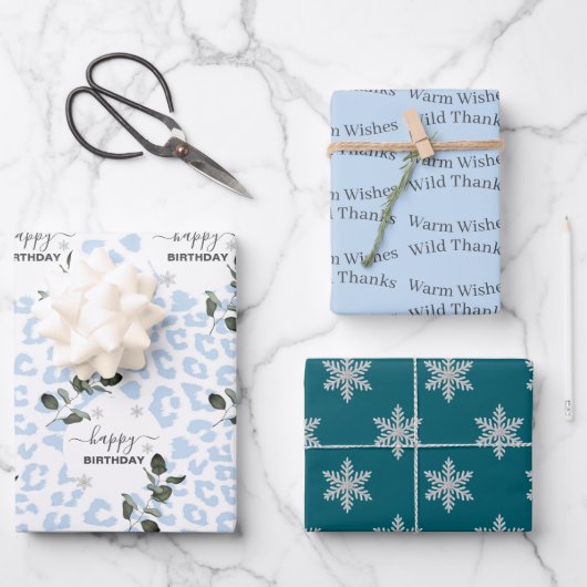 Winter Wild Glacier Leopard ラッピングペーパーシート (正面)