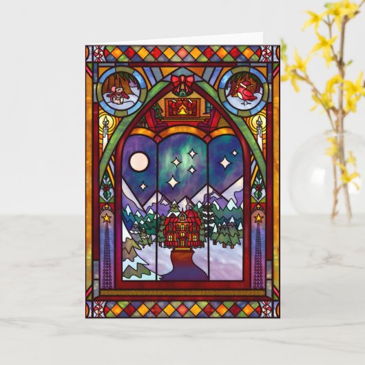 Winter Windows Christmas Card カード (黄色い花)