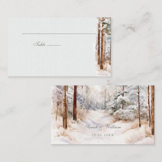 Winter winter forest Wedding Place Card プレイスカード (正面/裏面)