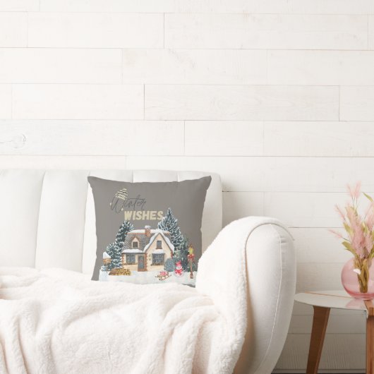Winter Wishes Christmas Gift For Home Decor Pillow クッション (ソファ)