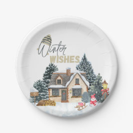 Winter Wishes Christmas Gift For Home Decor Wine ペーパープレート