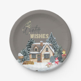 Winter Wishes Christmas Gift For Home Decor Wine ペーパープレート