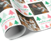 Winter Wishes Pink Christmas Trees写真 ラッピングペーパー (ロールコーナー)