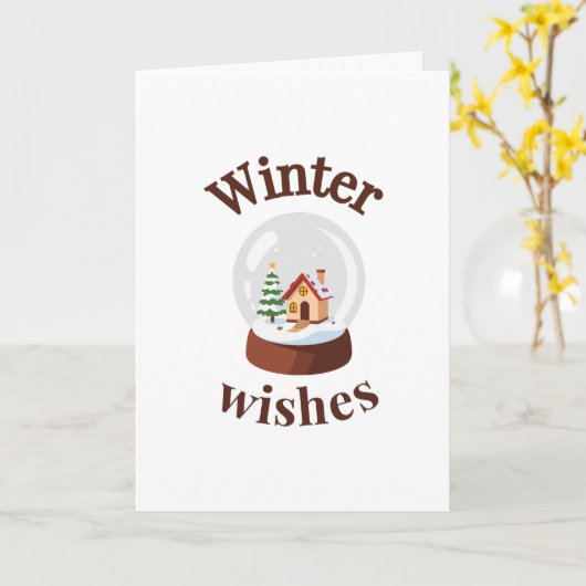 Winter Wishes Snow Globe カード (黄色い花)