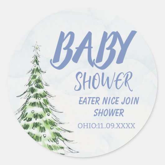Winter with Festive Tree ラウンドシール (正面)