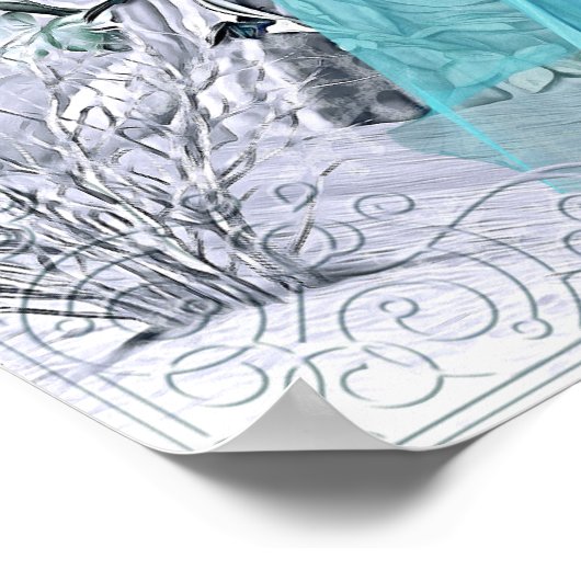 Winter Woman with Cardinal Birds Fantasy Artwork ポスター (角)