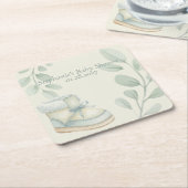 Winter Wonder Baby Shower  スクエアペーパーコースター (アングル)