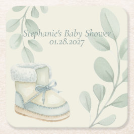 Winter Wonder Baby Shower スクエアペーパーコースター