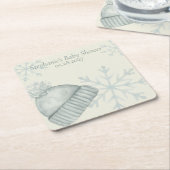 Winter Wonder Baby Shower  スクエアペーパーコースター (アングル)