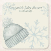 Winter Wonder Baby Shower  スクエアペーパーコースター (正面)