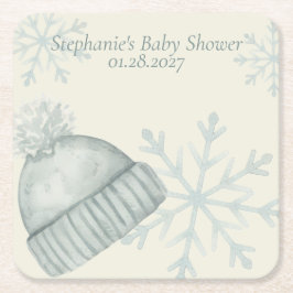Winter Wonder Baby Shower スクエアペーパーコースター
